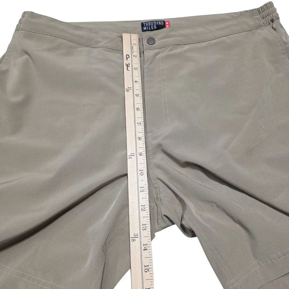 Thousand Miles Hybrid Shorts - Elastic Sides‎ on Waist, Lightweight, Khaki - XL
